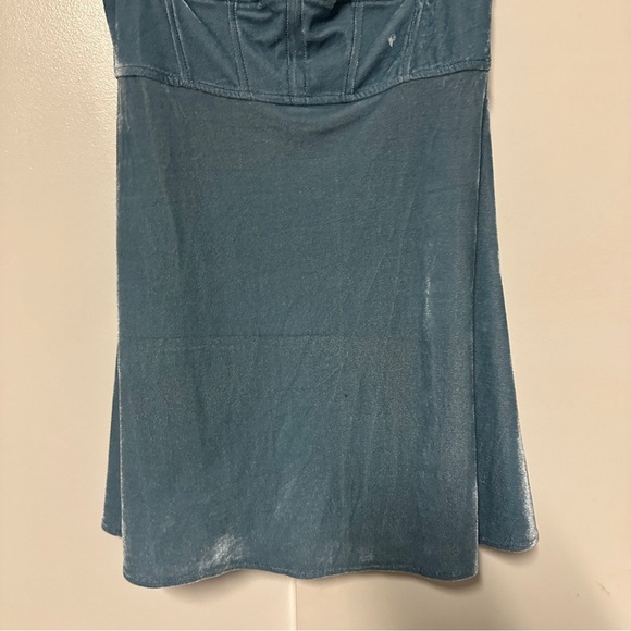 Urban Outfitters Genivieve Velvet Corset Mini Dress in Sky Blue Size Medium - Picture 7 of 10